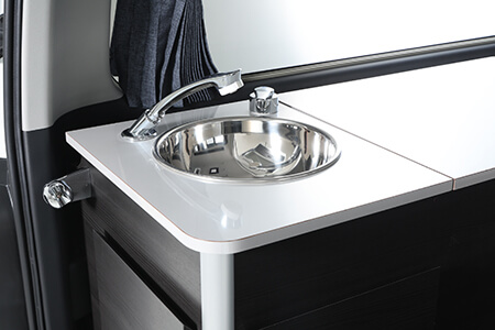 野菜や食器を洗える丸いシンク