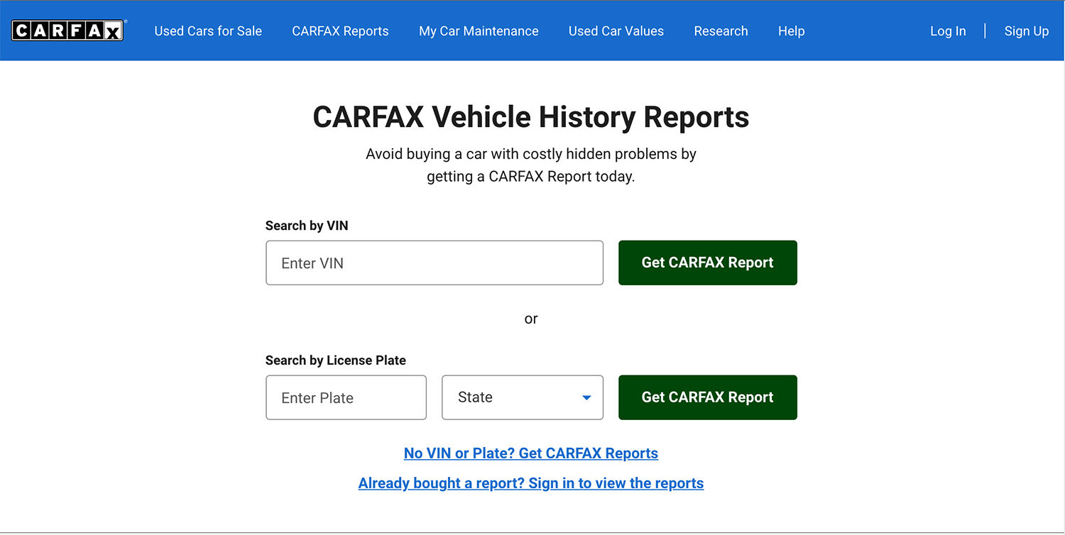 CARFAX（カーファックス）検索画面