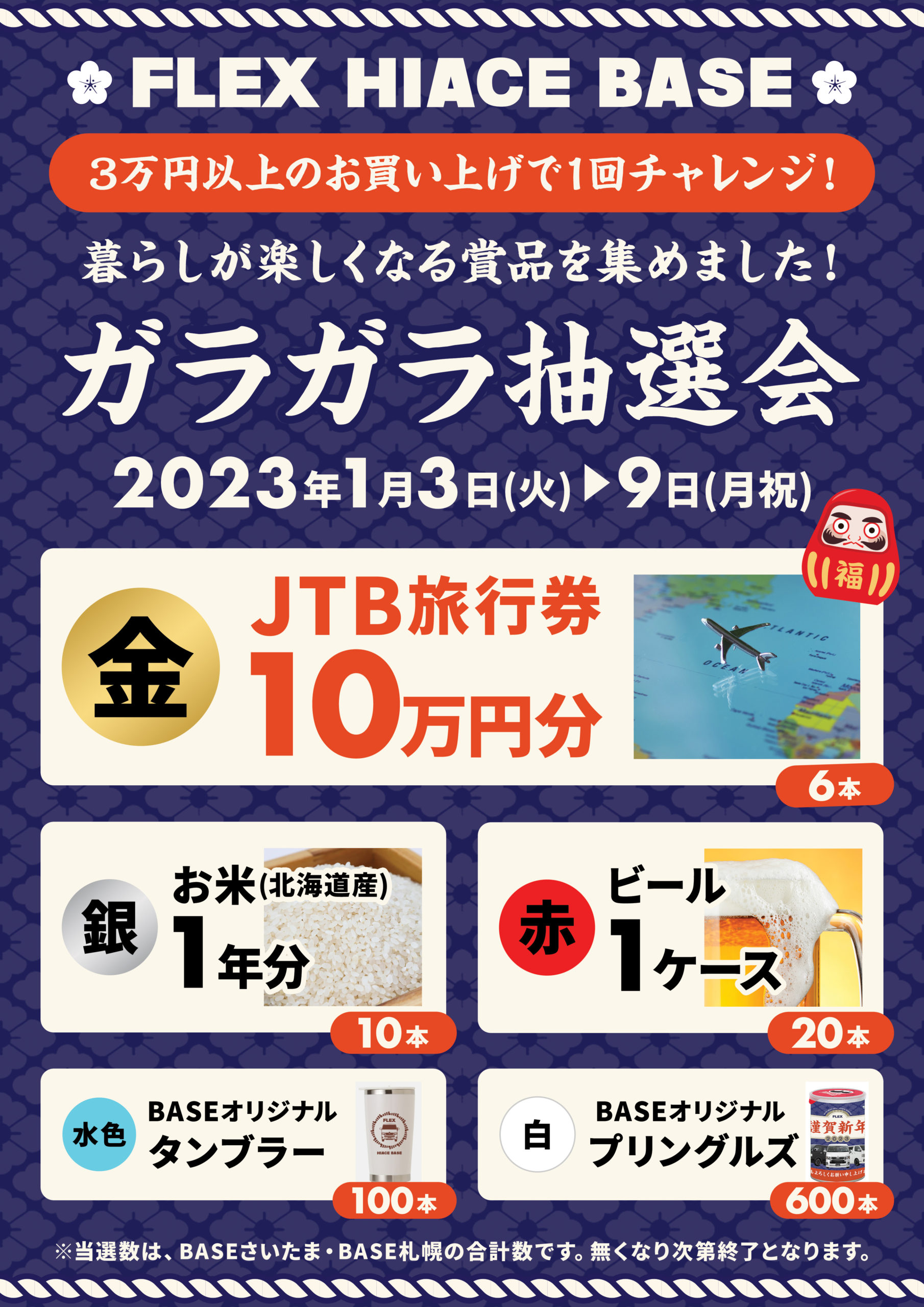 ハイエースベース初売2023のガラガラ抽選会の詳細