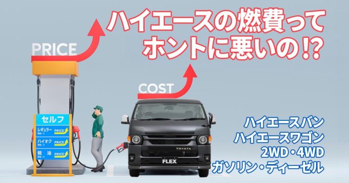 ハイエースは燃費が悪い！？ バンとワゴン、2WDと4WD、ガソリンとディーゼル、それぞれのモデルを比較してみました